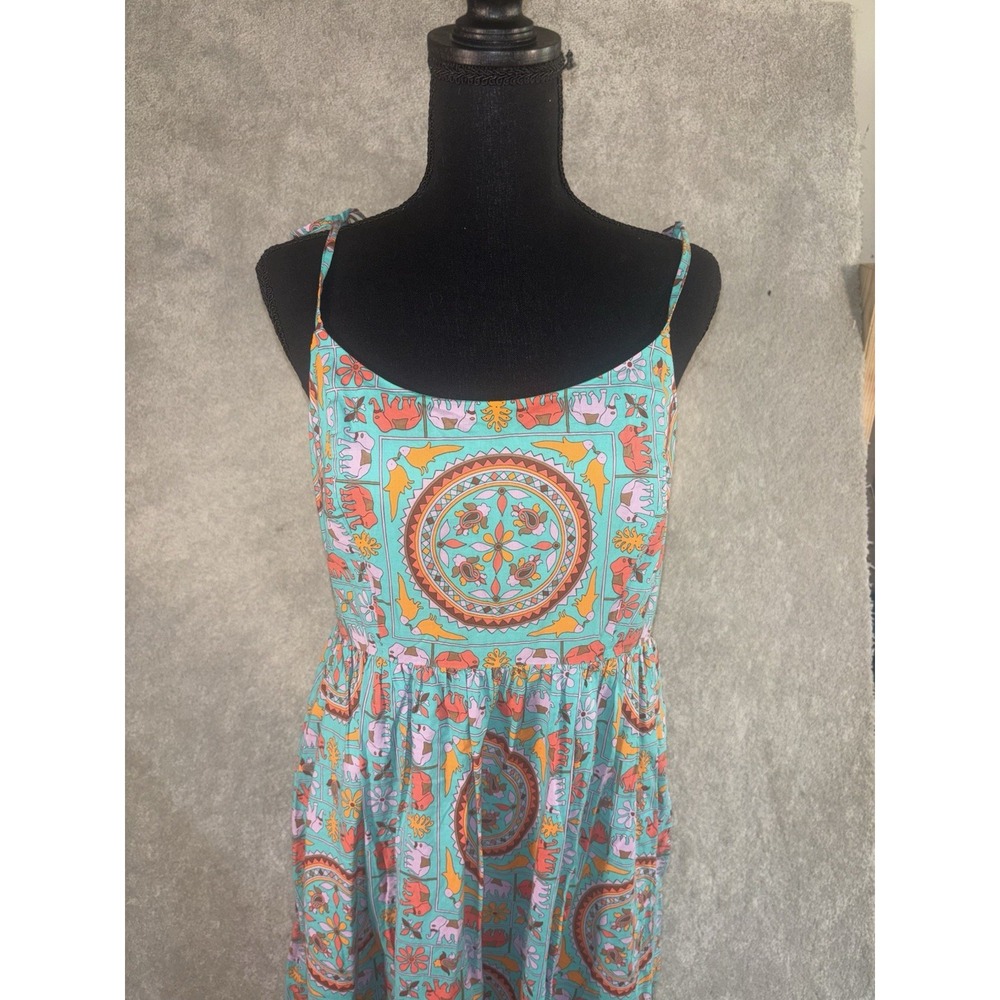Drake's For J Crew Tiled‎ Elephant Tie Shoulder Sun  Dress 6